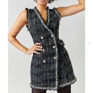 Francesca’s Black Tweed Mini Dress NWT